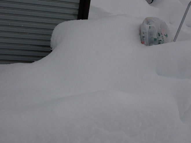 雪に埋もれたごみステーション